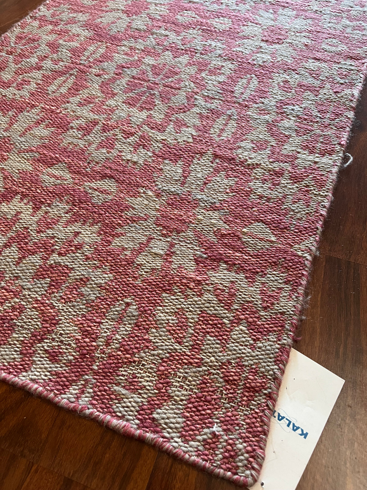 Handmade Burgundy & Cream Floral Wool Accent Rug – 2’ × 3’