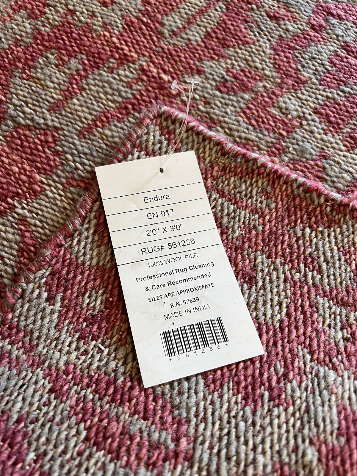 Handmade Burgundy & Cream Floral Wool Accent Rug – 2’ × 3’