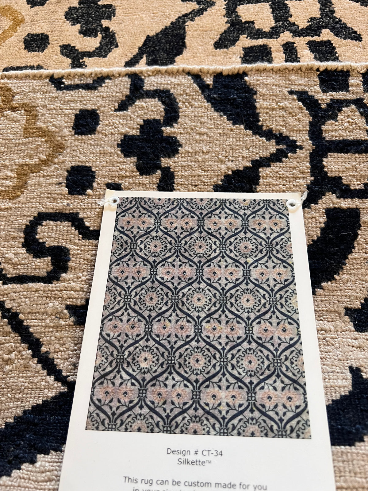 Handmade Ivory, Black & Gold Floral Accent Rug – 2’ × 3’
